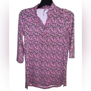 Lulu B Pink Leopard Button Tunic Size XS